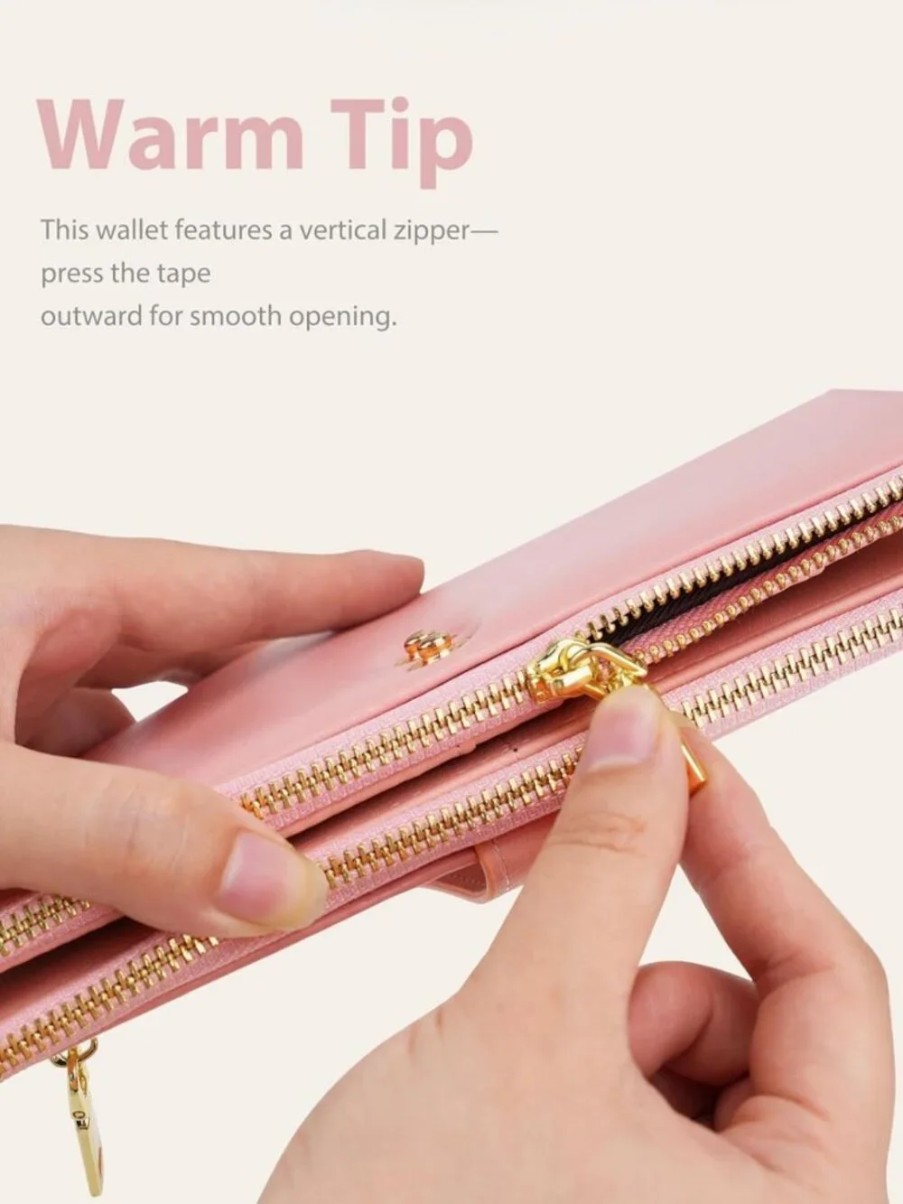 Slim Pink RFID Wallet for Women | 12 Slot Card Holder, Zipper Pocket, Vegan